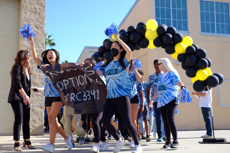 FTC team Option 16 marches and cheers in the parade celebrating Westviews Blue Ribbon award, Sept 28. Many clubs participated in the parade, demonstrating Westviews diverse interests and academic success.