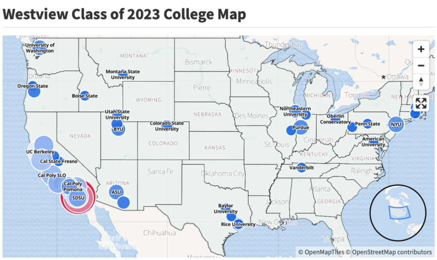 Westview Class of 2023 College Map