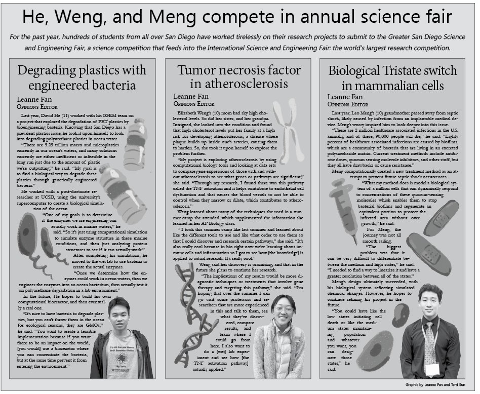 He, Weng, and Meng compete in annual science fair