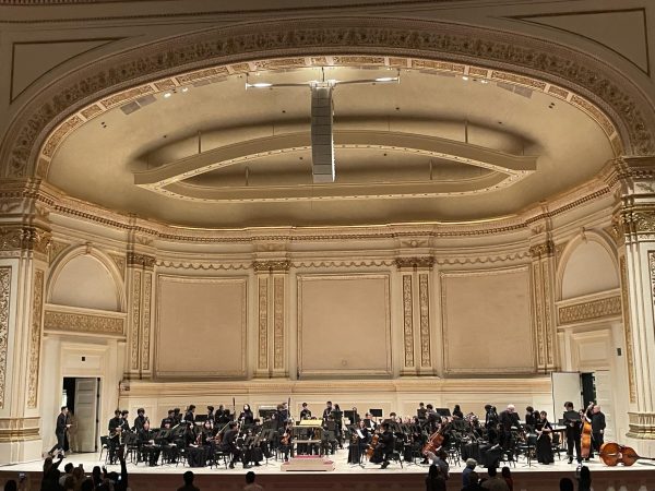 GOLD finishes their performance at Carnegie Hall with "Outcast" by Julie Giroux, April 18. The set was comprised of the songs "Xerxes" by John Mackey, "Bicycle Shoppe" by Lisa DeSpain," Overture to the Dancer of the Dark" by Bjork, and "Outcast."
