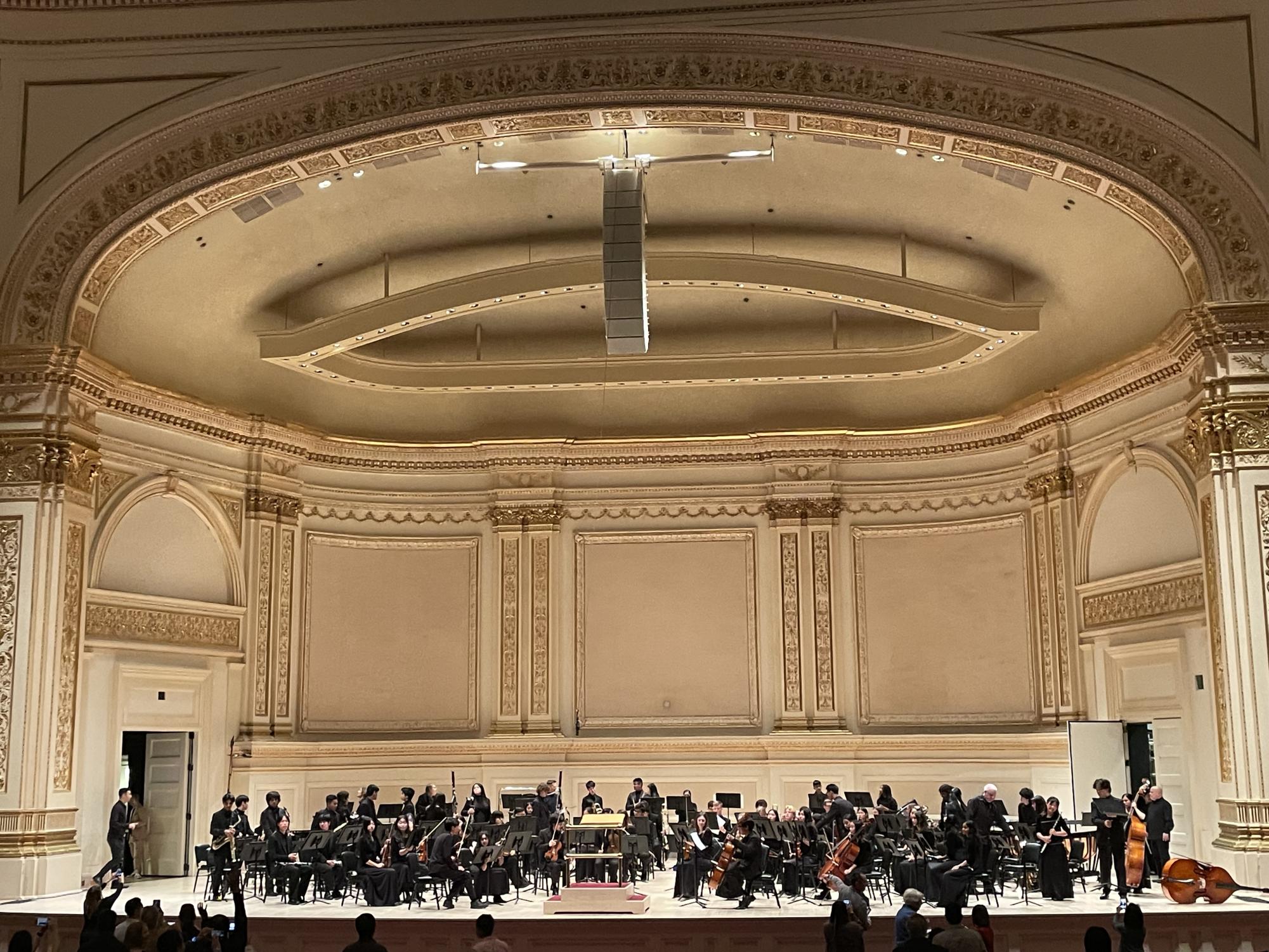 GOLD finishes their performance at Carnegie Hall with "Outcast" by Julie Giroux, April 18. The set was comprised of the songs "Xerxes" by John Mackey, "Bicycle Shoppe" by Lisa DeSpain," Overture to the Dancer of the Dark" by Bjork, and "Outcast."