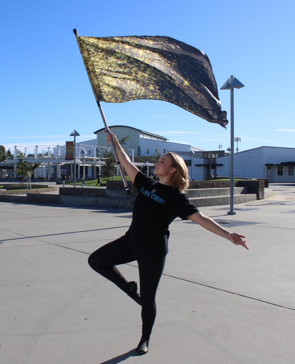 Brooke Birchett (12) practices for the Pacific Crest Drum and Bugle Corps' Color Guard, Jan. 9. She earned a spot in the program where she will perform across the country alongside elite youth. Birchett has been on Westview Color Guard for three years.