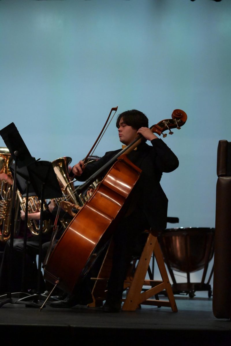 Liam Doran (12) plays “El Camino Real” by Alfred Reed at the El Camino Festival, Saturday. Both Orchestra and Wind Ensemble were rated Unanimous Superior by their adjudicators.