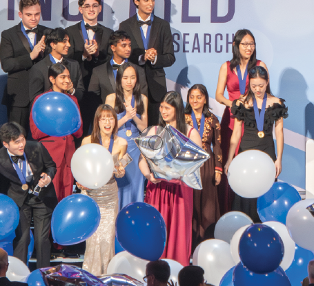 Leanne Fan (12) stands among 39 of the nation's top young scientists after receiving her sixth place award, March 11. The finalists participated in a week of judging to test the breath and depth of their scientific knowledge and research abilities. 